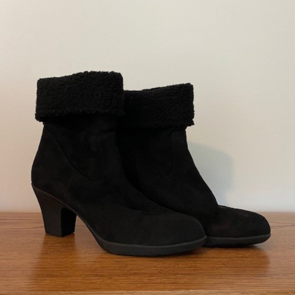 Aubrey Lynn Black Suede Boots with 2 1/2-inch Heels
